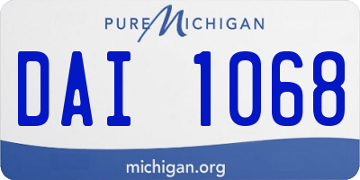 MI license plate DAI1068