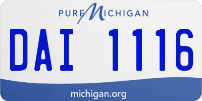 MI license plate DAI1116