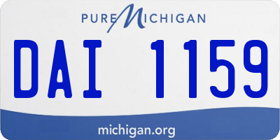 MI license plate DAI1159