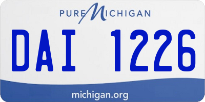 MI license plate DAI1226