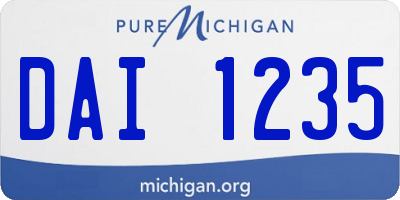 MI license plate DAI1235