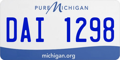 MI license plate DAI1298