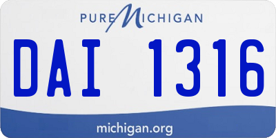 MI license plate DAI1316