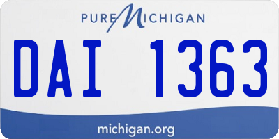 MI license plate DAI1363