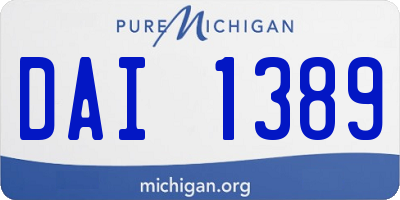MI license plate DAI1389