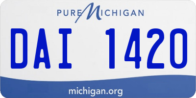 MI license plate DAI1420