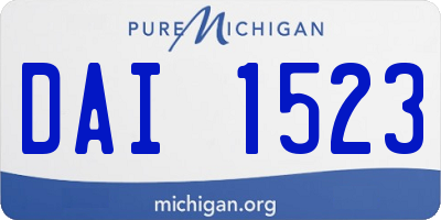 MI license plate DAI1523