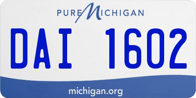 MI license plate DAI1602