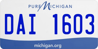 MI license plate DAI1603
