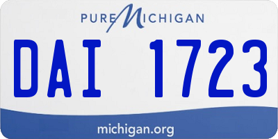 MI license plate DAI1723