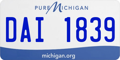 MI license plate DAI1839