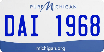 MI license plate DAI1968