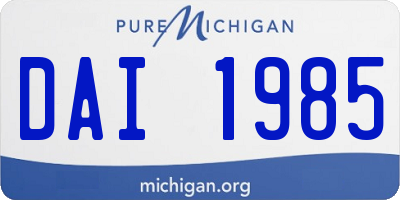 MI license plate DAI1985