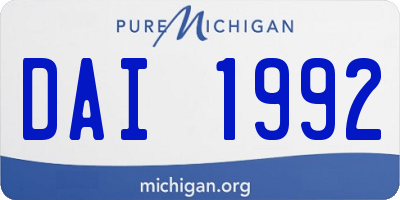 MI license plate DAI1992