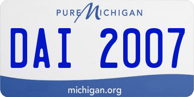 MI license plate DAI2007