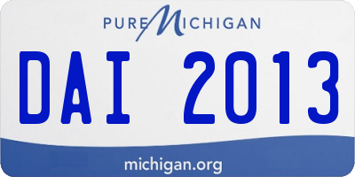MI license plate DAI2013