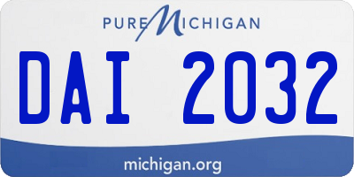 MI license plate DAI2032