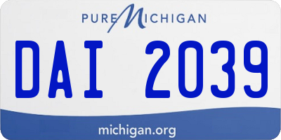 MI license plate DAI2039