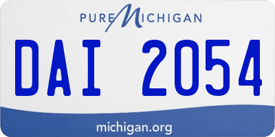 MI license plate DAI2054