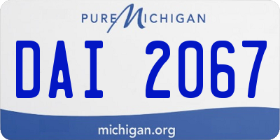 MI license plate DAI2067
