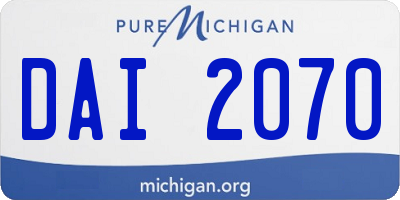 MI license plate DAI2070