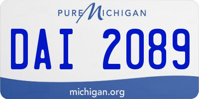 MI license plate DAI2089