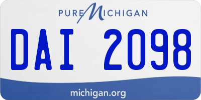 MI license plate DAI2098