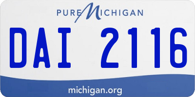 MI license plate DAI2116