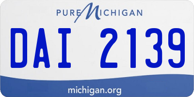 MI license plate DAI2139