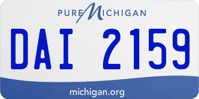 MI license plate DAI2159