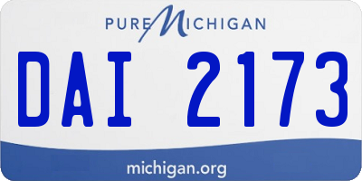 MI license plate DAI2173