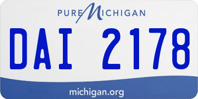 MI license plate DAI2178