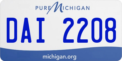 MI license plate DAI2208