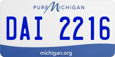 MI license plate DAI2216