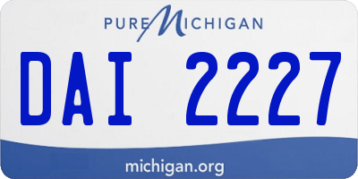 MI license plate DAI2227