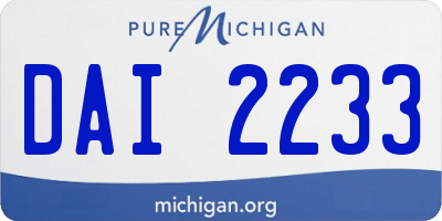 MI license plate DAI2233