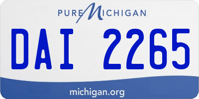 MI license plate DAI2265