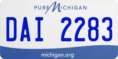 MI license plate DAI2283