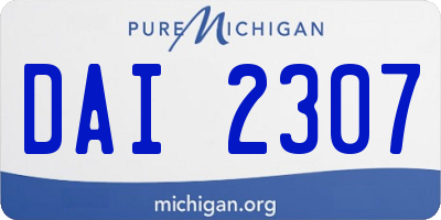 MI license plate DAI2307