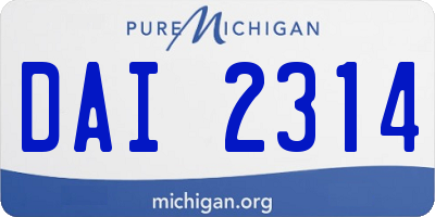 MI license plate DAI2314