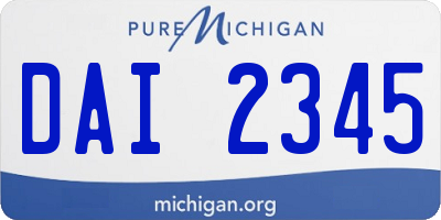 MI license plate DAI2345