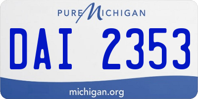 MI license plate DAI2353