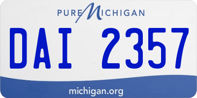 MI license plate DAI2357