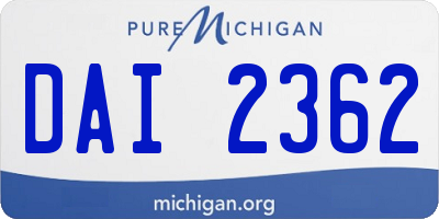 MI license plate DAI2362