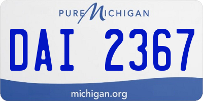 MI license plate DAI2367