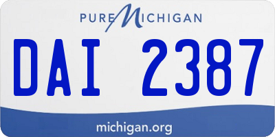 MI license plate DAI2387