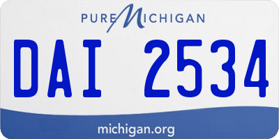 MI license plate DAI2534