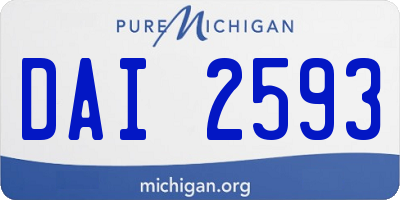 MI license plate DAI2593
