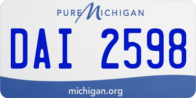 MI license plate DAI2598