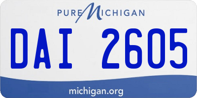 MI license plate DAI2605